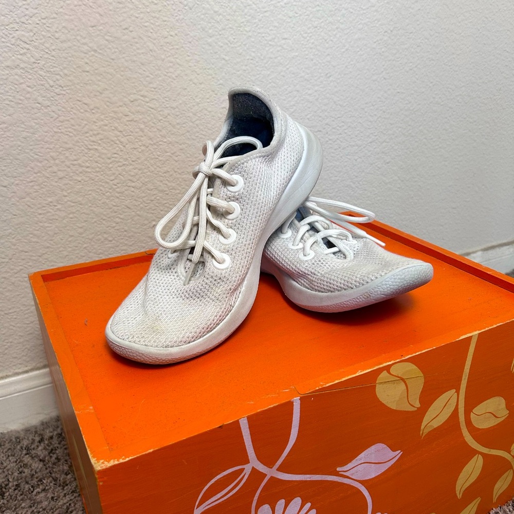 Mens Allbirds Tree Runner White Size 8 Gently Worn Casual Comfortable Sneaker